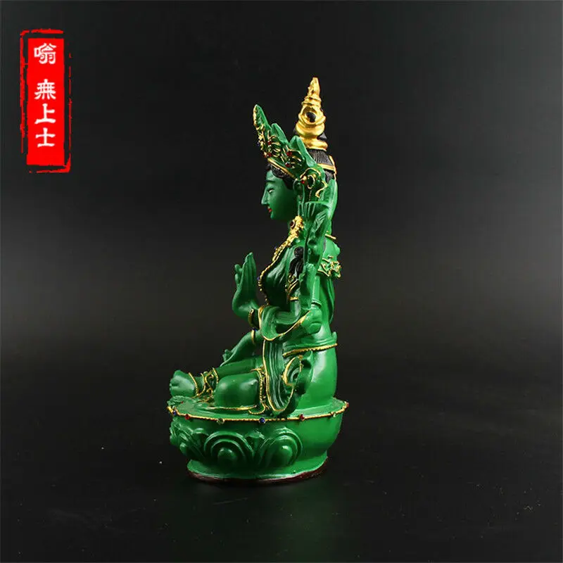 8 46 &quotТибетский буддизм смолы цветной рисунок ручной работы зеленый Тара Будда