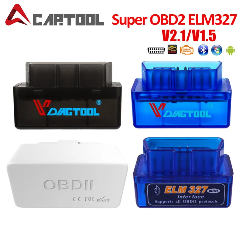 OBD2 ELM327 Bluetooth obd 2 диагностический инструмент сканер V1.5 аппаратные работы Android/ПК Mini