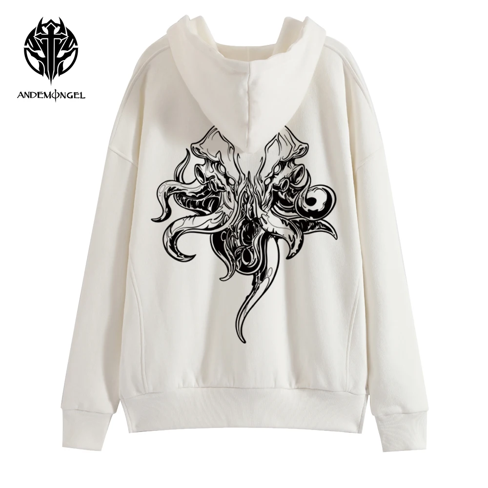 

ANDEMONGEL Cthulhu Mythos Great Cthulhu белая уличная толстовка унисекс с капюшоном из хлопка для мужчин и женщин осенняя Толстовка
