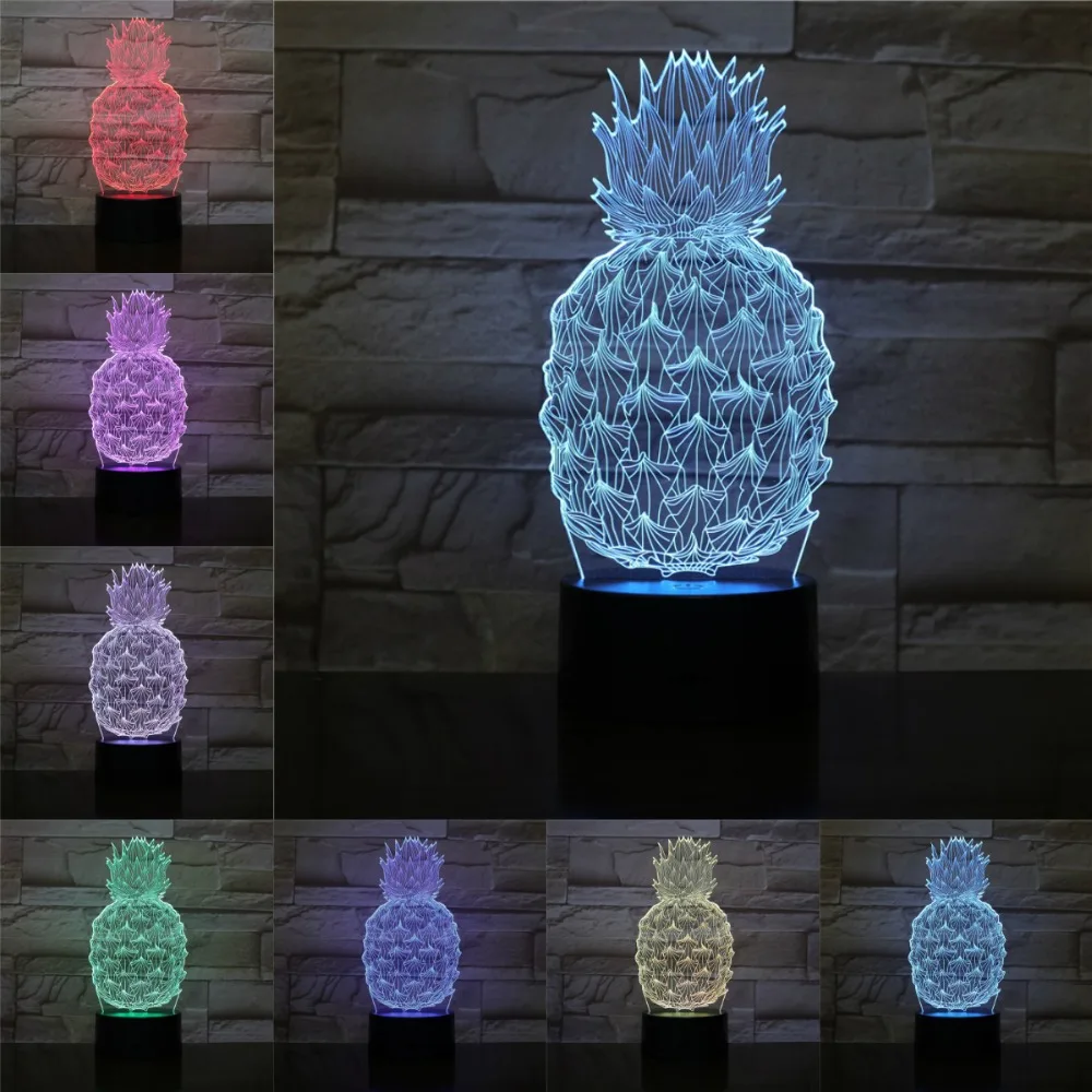 3D Optica завод лампа USB светодиодный ночник кокосовое дерево Клубника день рождения подарок на праздник для детей абстрактный акриловый Lamparas