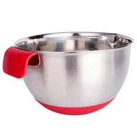 silicone handle stainless steel non slip scale mixing bowl salad bowl