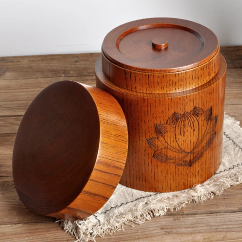 Китайская деревянная чайная канистра ручной работы в стиле ретро банка для