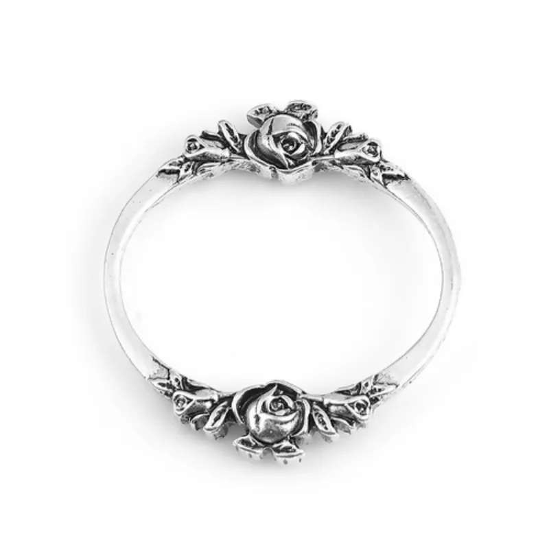 DoreenBeads Новая мода цинковый сплав разъемы овальная Античная серебрянная роза цветок DIY ювелирных изделий 30 мм x 28 мм, 2 шт