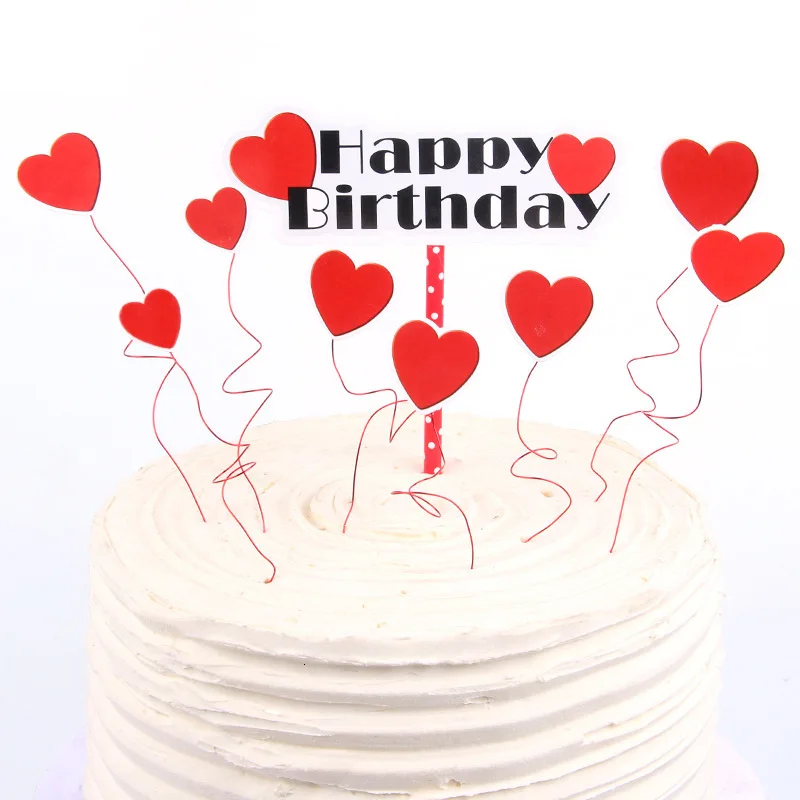 Комплект Топпер для торта с сердечками на день рождения днем День Святого