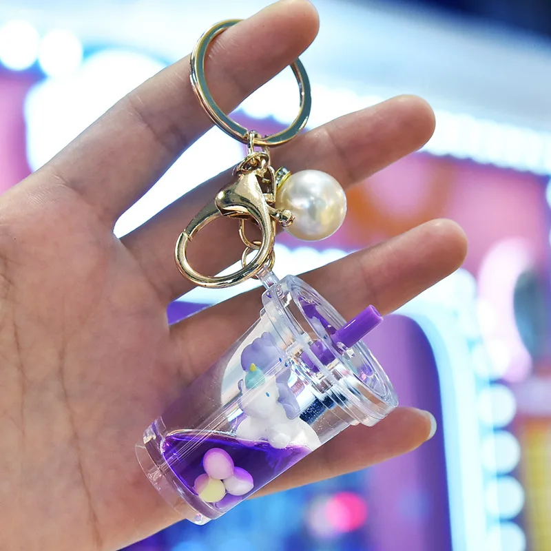 Новый плавающий акриловый брелок с единорогом и зыбучим песком мультяшный