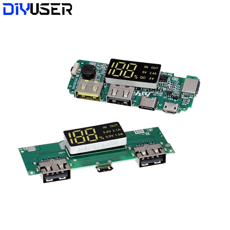 Светодиодный двойной USB 5 В 18650 а Micro/Type-C внешний аккумулятор модуль зарядки