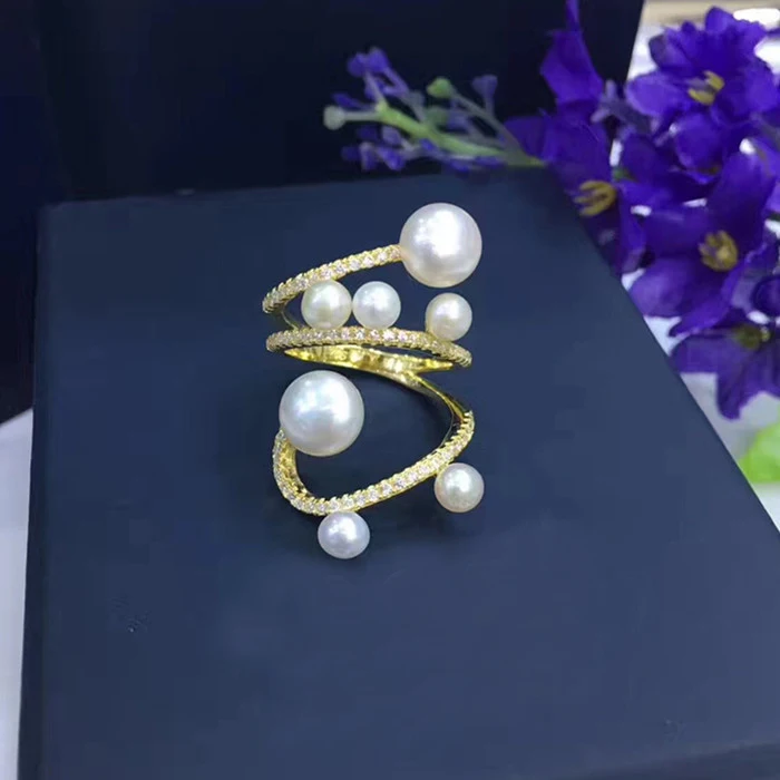 Дизайнерские Модные вечерние кольца из стерлингового серебра 925 пробы с