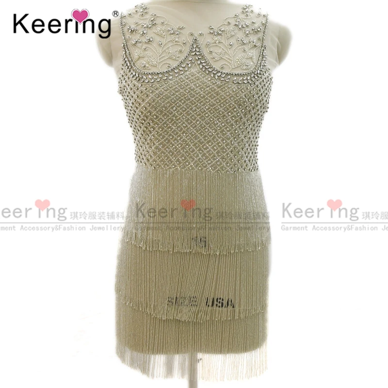 

New Arrival Popular Silver Embroidery Applique For Bride Dress WDP-334