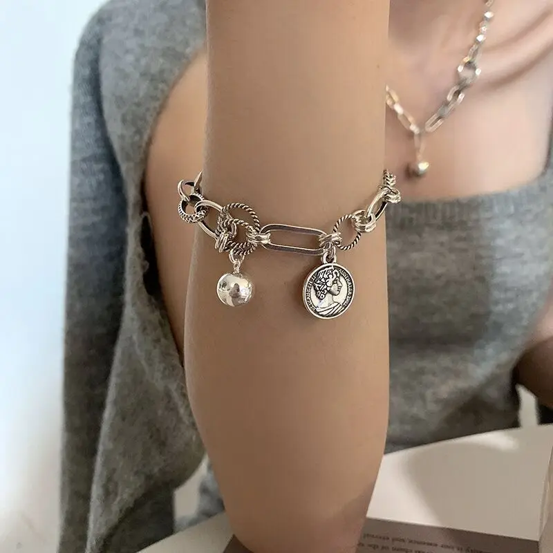 BONLAVIE Round Avatar Bracelet Female Thai Silver Chain Hand Ornament | Bracelets