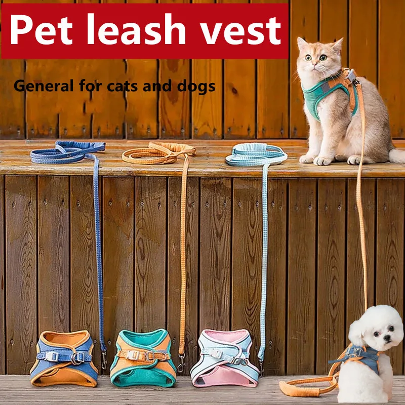 

Cat Harness Fashion Reflective Vest Traction Rope Vest Type Chest Strap Anti-Strike-Out Dog Leash Floral Print Pet Accessories