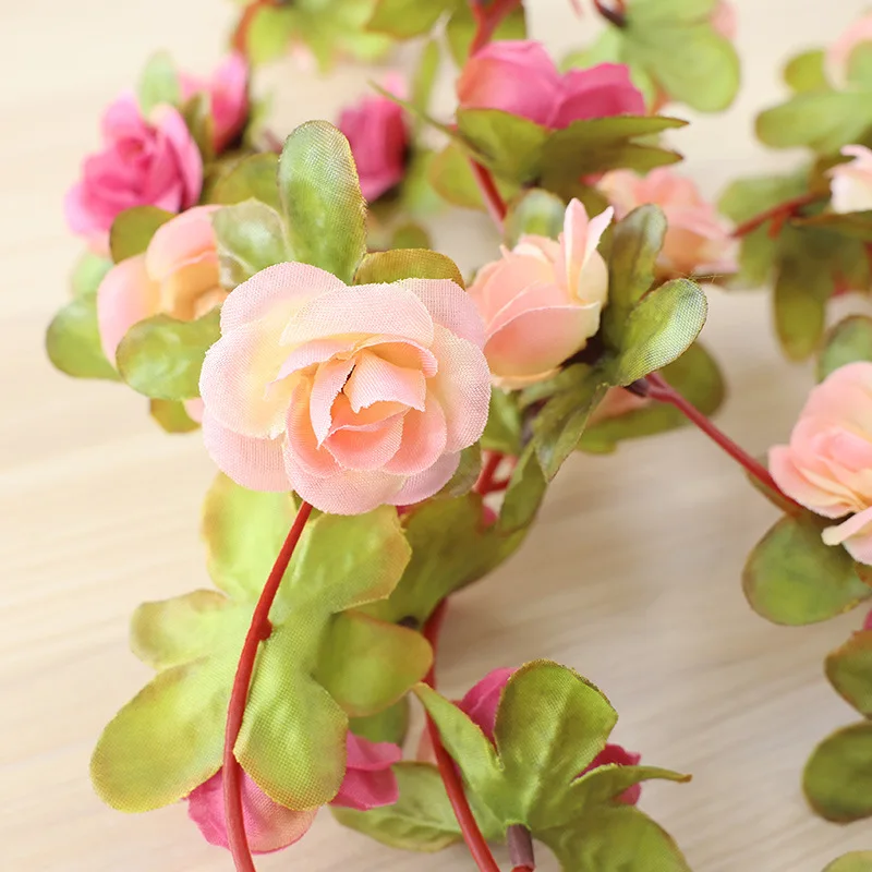 Искусственный висячий венок из розовых цветов из искусственного шелка для украшения сада, свадьбы и дуг.