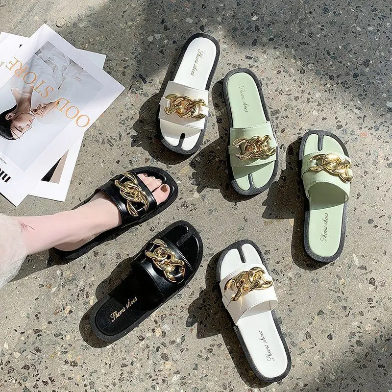 

Split Toe Women's Slippers 2021 Summer New Internet Celebrity Fashion All-Matching Outdoor Non-Slip Women's Flat Sandals
