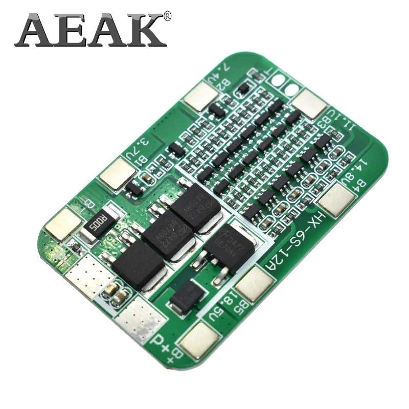 Защитная плата AEAK 6S 15A 24V PCB BMS для 6 упаковок 18650 литий ионный аккумулятор модуль