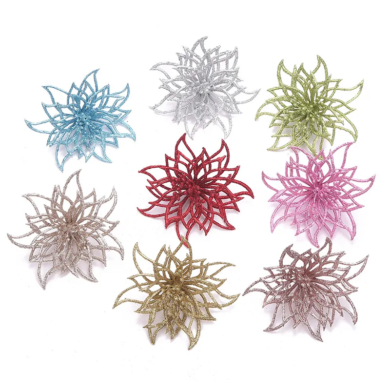 Блестящие искусственные цветы Рождественское украшение на елку свадебное