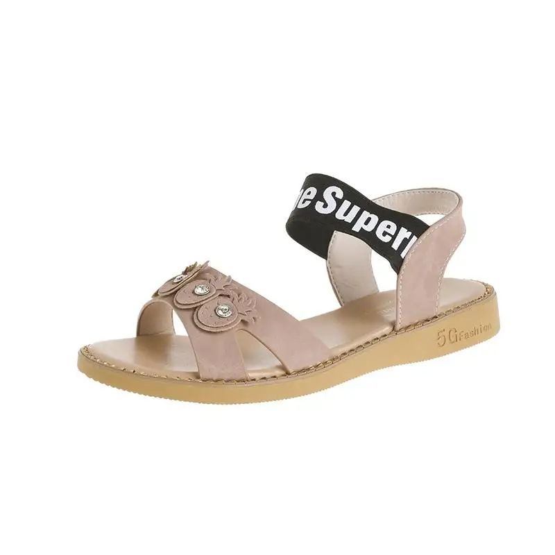 

2020 Spring And Summer New Fashion Wild One-string Buckle Rivet Student Comfortable Sandals Roman Women