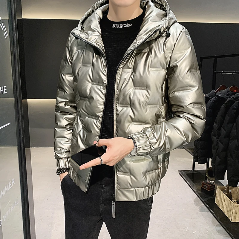 Fashion 2022 Autumn Winter Hooded Bubble Duck Down Jackets Men's Solid Bright Parkas Thick Warm Waterproof Down Coats M-6XL Tops