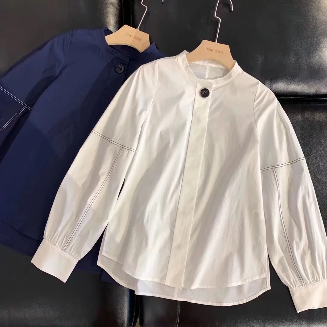 

Shirt Simple Women Puff Sleeve All-match Slim Long-sleeved Shirt