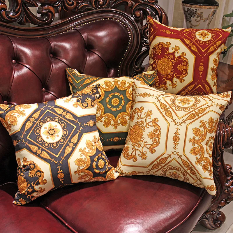 

45x45cm luxury court style canvas print exotic cushion cover pillowcase sofa throw pillow cover square batik pillow case