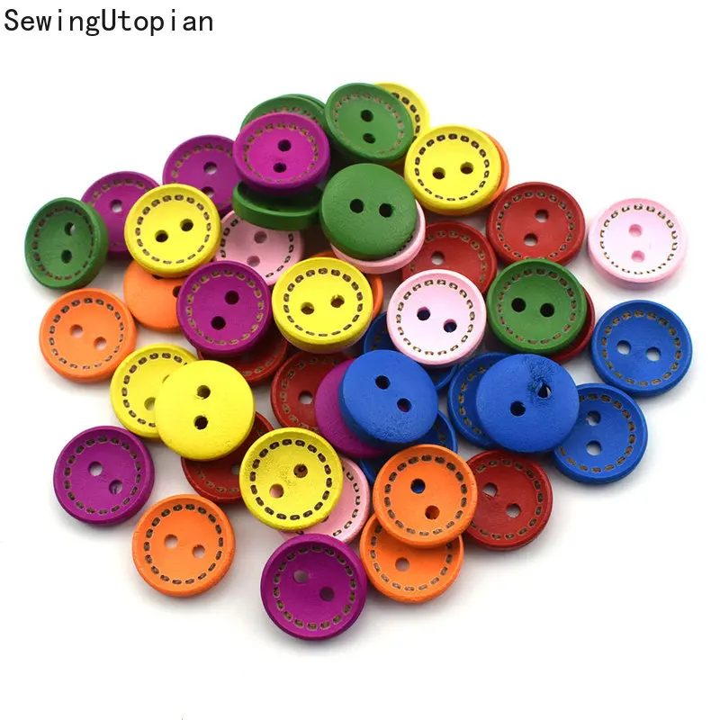 100 шт. круглые деревянные пуговицы с двумя отверстиями | Дом и сад