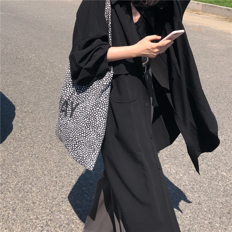 Lazy Wind Shirt Loose Medium Long Bat Sleeve Sunscreen Women's Summer Thin Coat Fashion | Женская одежда