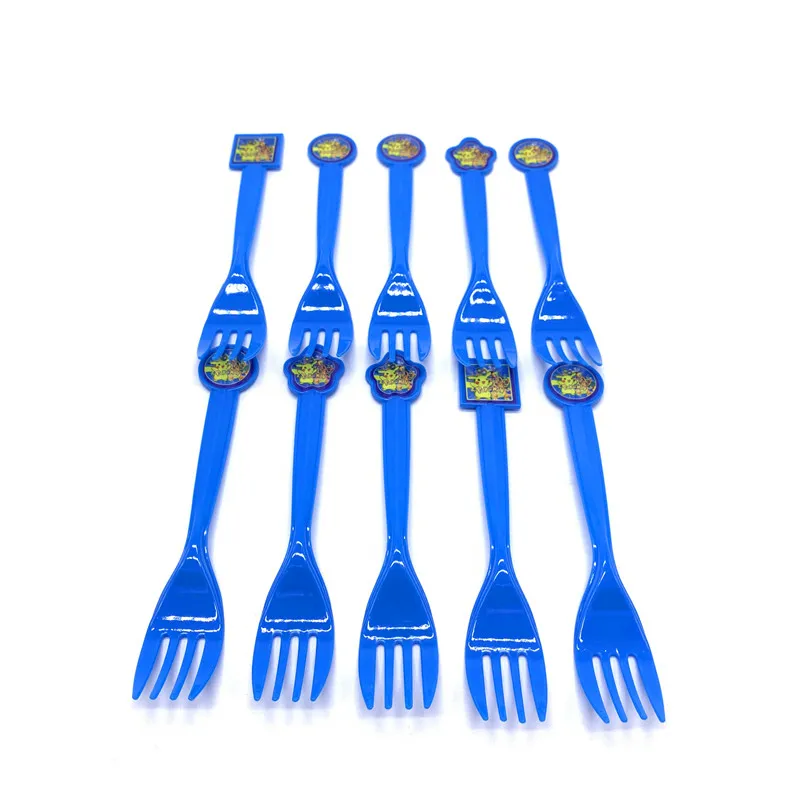 Fork-10pcs Pokemon Birthday Party Supplies Tableware Set Party Paper Plates Cup Napkins Pokemon Party Balloon Decorations Hats Flags Candle - Color: Fork-10pcs
