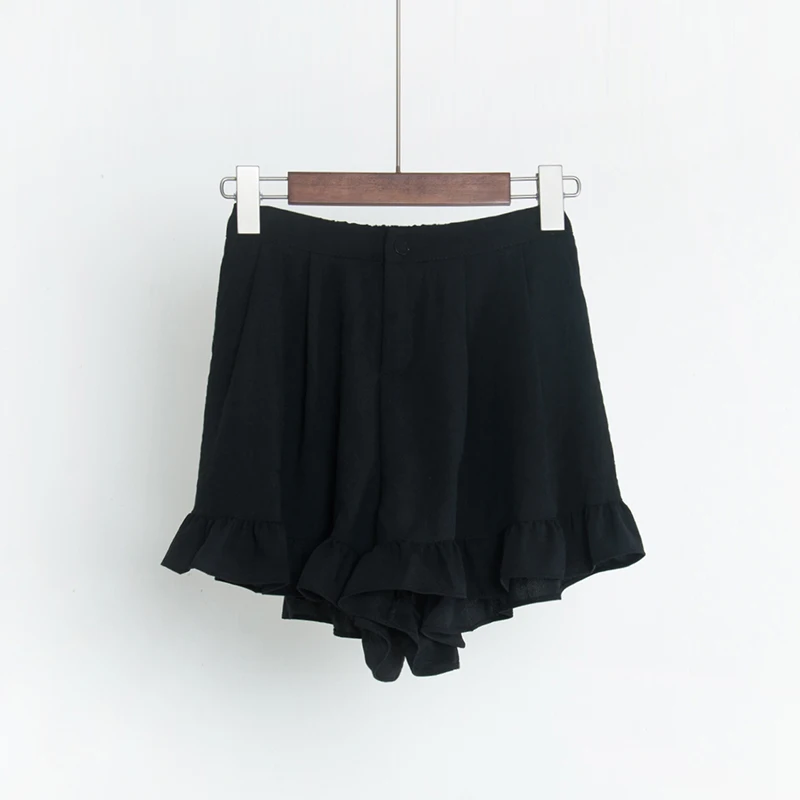

2020 summer new ruffles women shorts high waist loose A-line wide leg sweet lady elegant shorts top quality