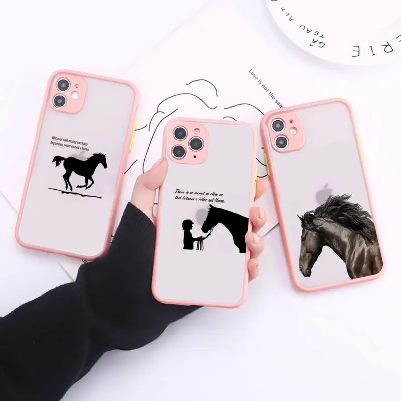 

The Great beauty horse Simple Matte Bumper Phone Case For iphone12 11 Pro Max X XS Max XR 7 8 Plus 12mini Shockproof Cover