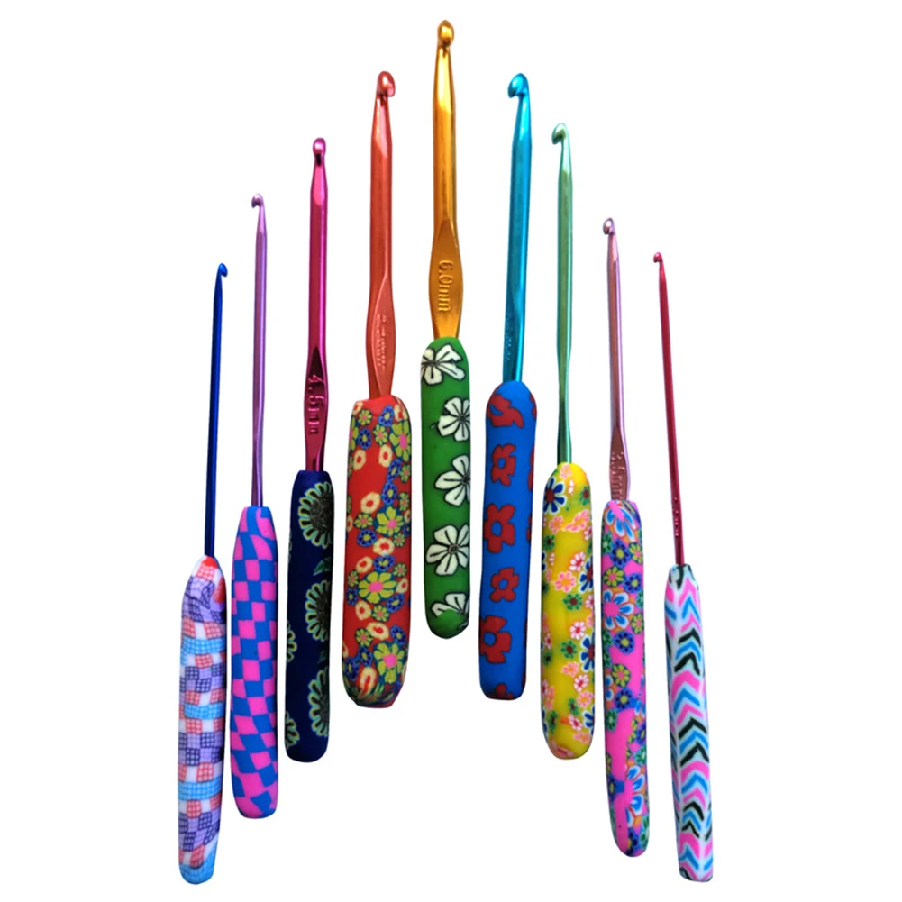 

14Pcs Ceramic Handle Crochet Needles Kit Aluminum Crocheting Hooks Set Sweater Knitting Weave Sewing Hand Craft Yarn Stitches