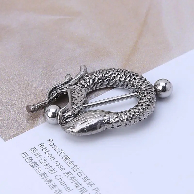 1 шт. стальной винтажный пирсинг в виде дракона для тела штанга соска кольцевой