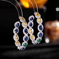 colorful cubic zirconia circle earrings for women designer fashion hook earings european and american brand wedding jewelry