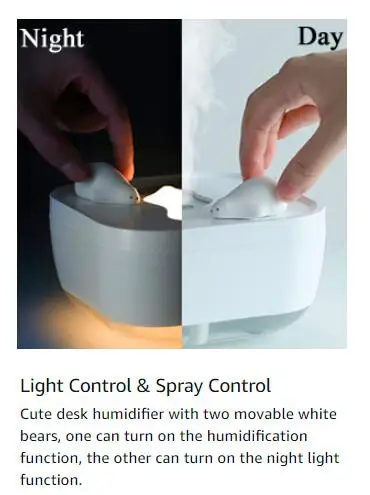 

700ml Large Capacity Pola Bear USB Humidifier Mini Cute Humidifier With Fan & Led Lamp For Bedroom Office Home Using