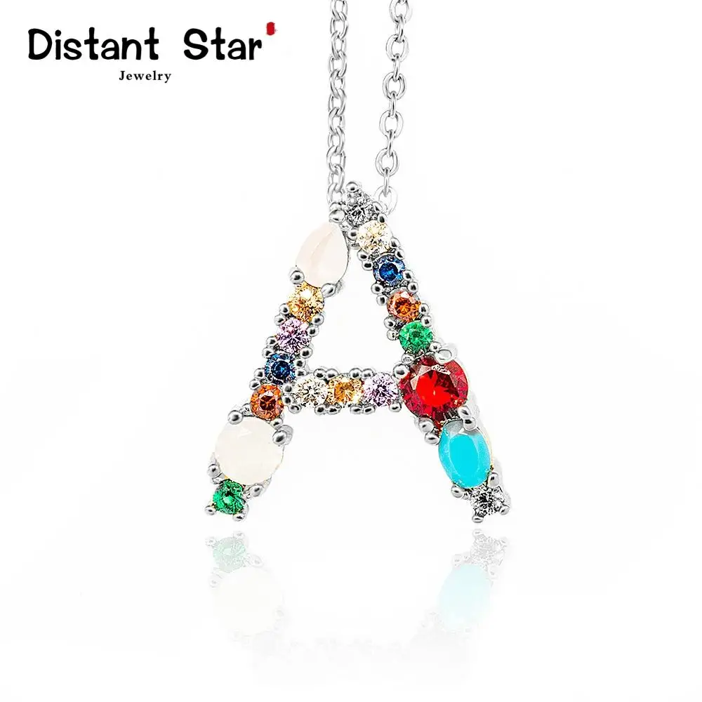 Женское Ожерелье из белого золота с буквами алфавита подвеска ювелирное изделие