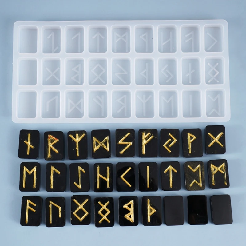 

Crystal Epoxy Resin Mold Energy Symbol Runes Letter Word Model Mirror DIY Mould