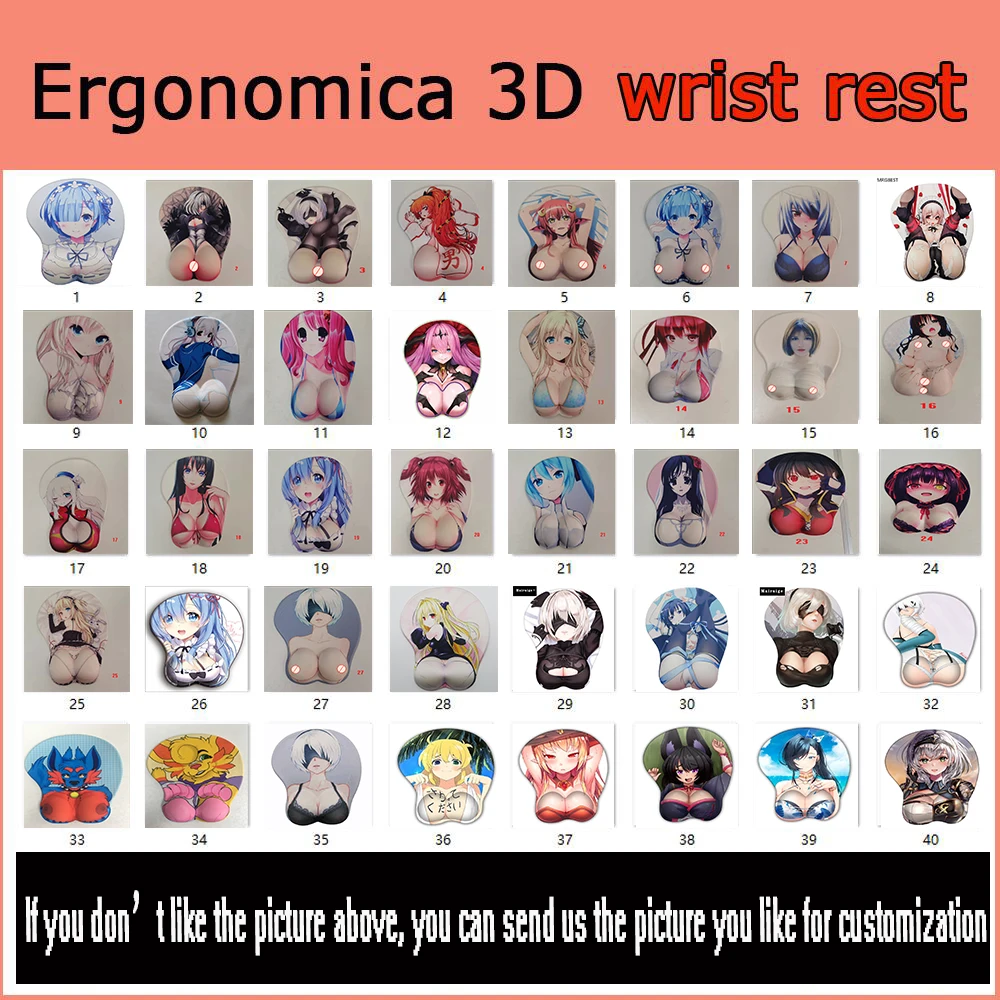 

DIY Custom Wrist Mouse Pad Anime Sexy Girl with Big Breasts and Buttocks Mouse Pad 3D Office Home Comfortable Silicone Mouse Pad