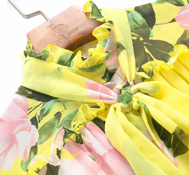 

2021 spring summer Fashion Designer Vintage Dress Women Long Sleeve stand Collar Flower Print casual Dress