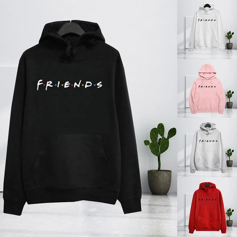 Толстовка с капюшоном надписью Friends Harajuku пуловер и принтом Женские топы из