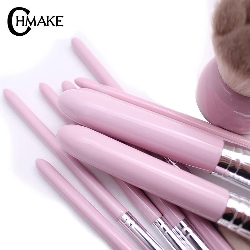 CHMAKE 12 шт. высококачественные кисти для макияжа Набор розовая ручка расческа Кисть для профессионального макияжа Набор инструментов Чехол под кисти для макияжа