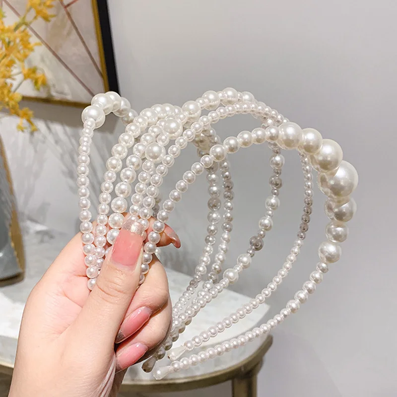 

Luxury Big Pearl Headband Classic Fashion Imitation Pearl Hearwear Sweet Women Girls Hair Headwear Jewelry Small Pearl Heandband