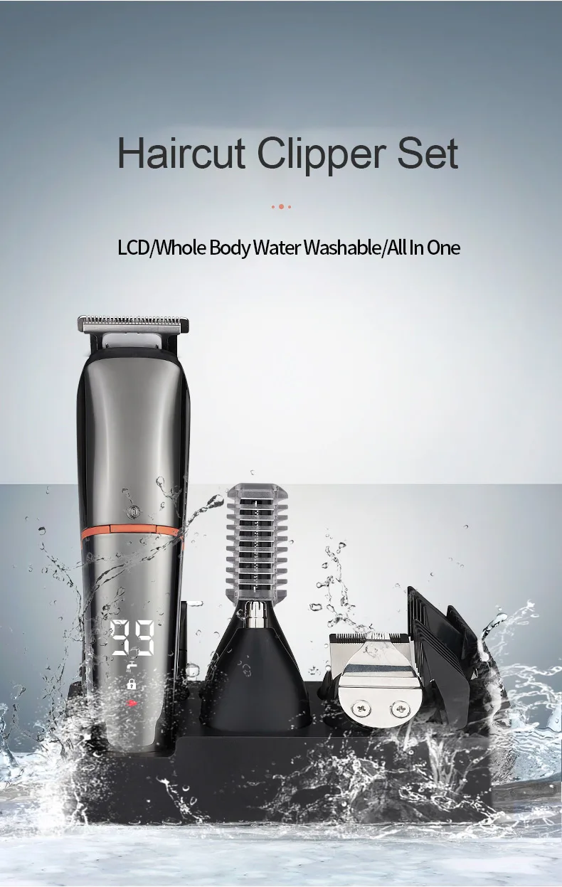 

Professonal LCD Electric Hair Clipper USB Charging Hair Cut Machine Waterproof Nose Clipper Shaver Epilator Hair Trimmers Set