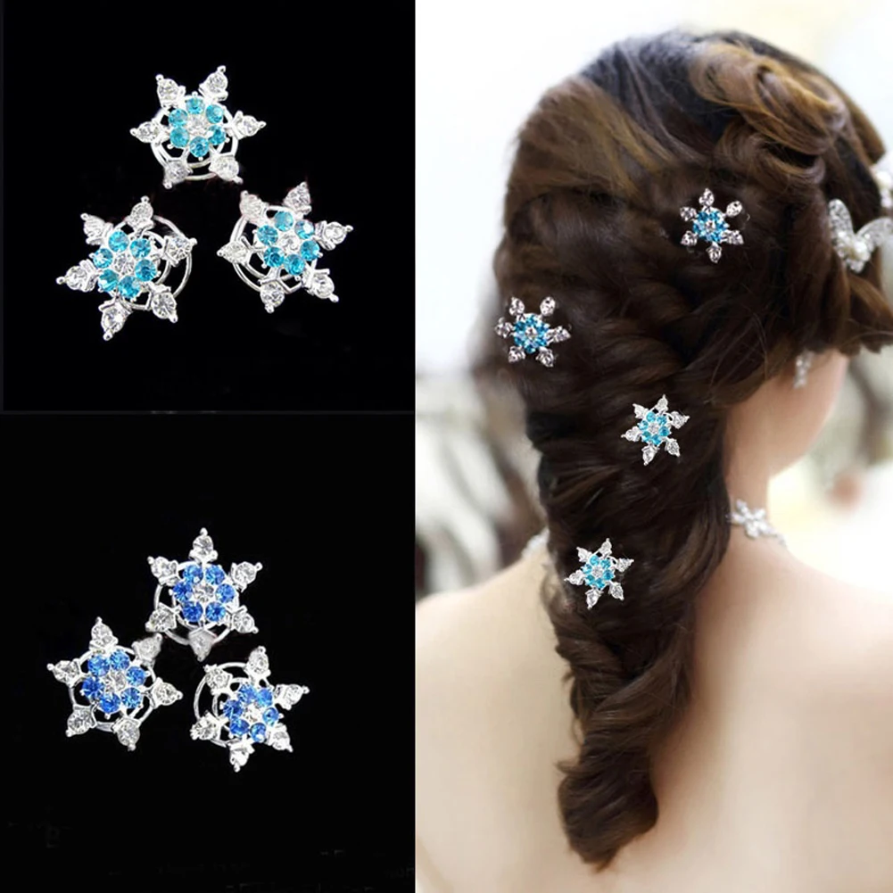 

Wedding Bridal Hair Pins Snowflake Rhinestone Spiral Hair Clip Hairpins Headdress Decoration Fashion Jewelry Accessories