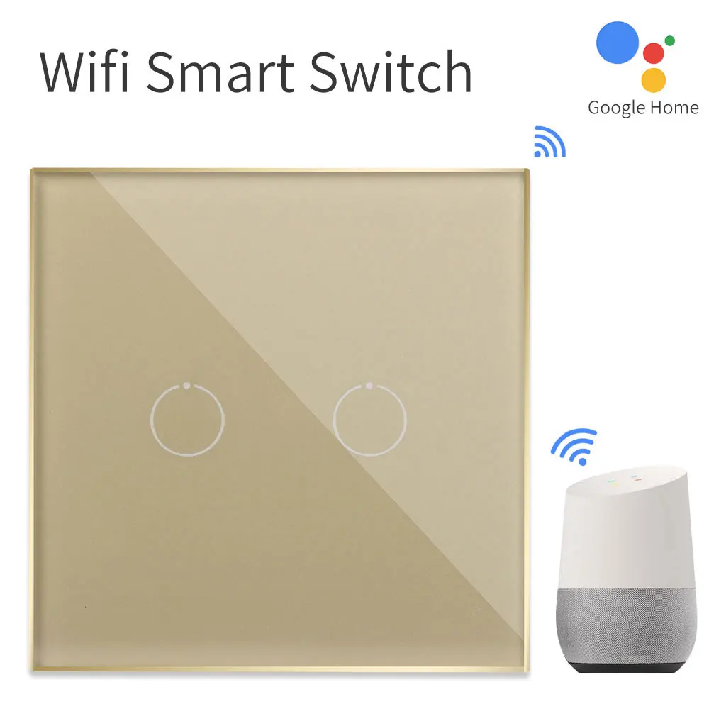 Bingoelec 2 банда 1 способ сенсорный wifi переключатель умный дом автоматизация Беспроводная стеклянная панель настенный переключатель Управление по мобильному телефону