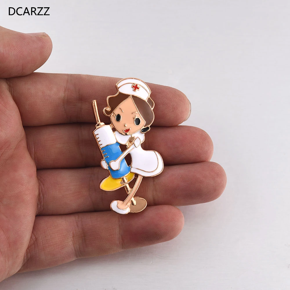 DCARZZ Медсестра Брошь шприц шпильки медицины ювелирных изделий с принтом