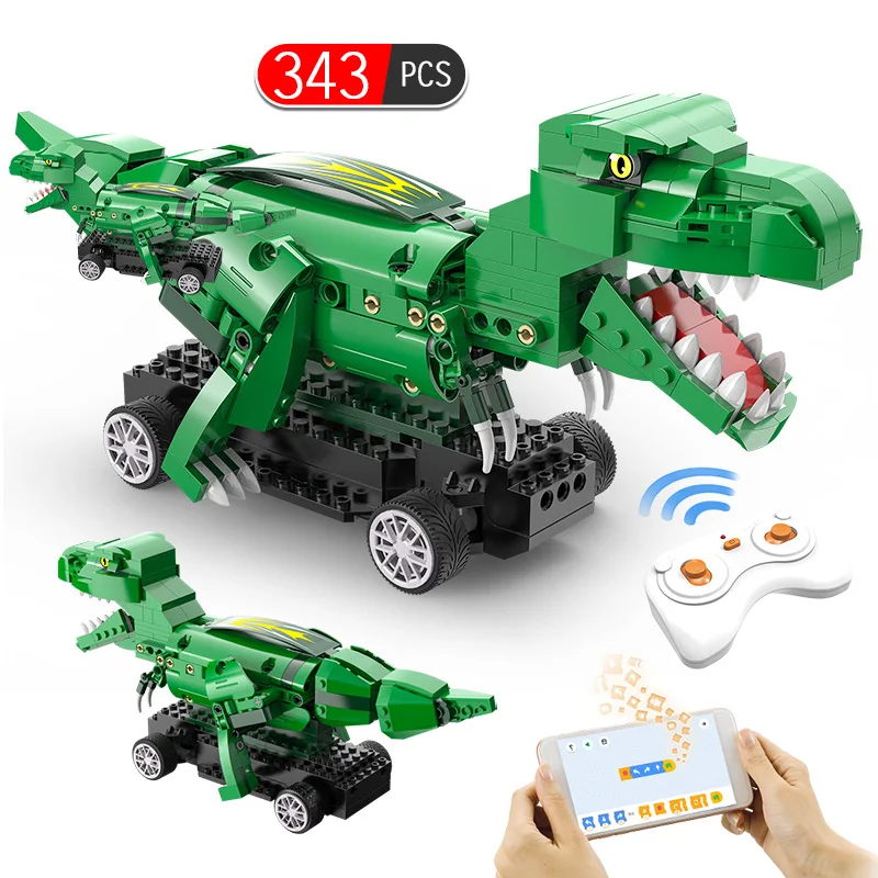 

City Remote Control Technical Jurassic World Park Dinosaur Building Blocks RC Tyrannosaurus Triceratops Bricks Toy for Kids Gift