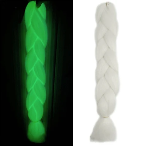 Волосы для наращивания Budabuda, синтетические плетеные косички Джамбо, 24 дюйма, Сияющие в темноте светильник светящиеся удлинители волос для женщин