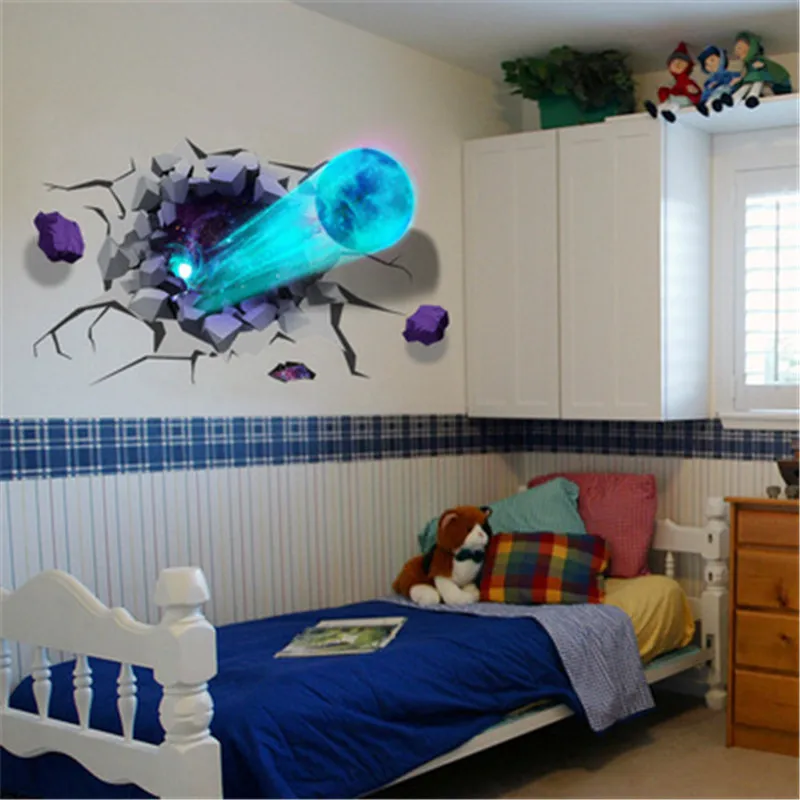 3d сломанная Настенная Наклейка s Вселенная планета для детской комнаты кабинета