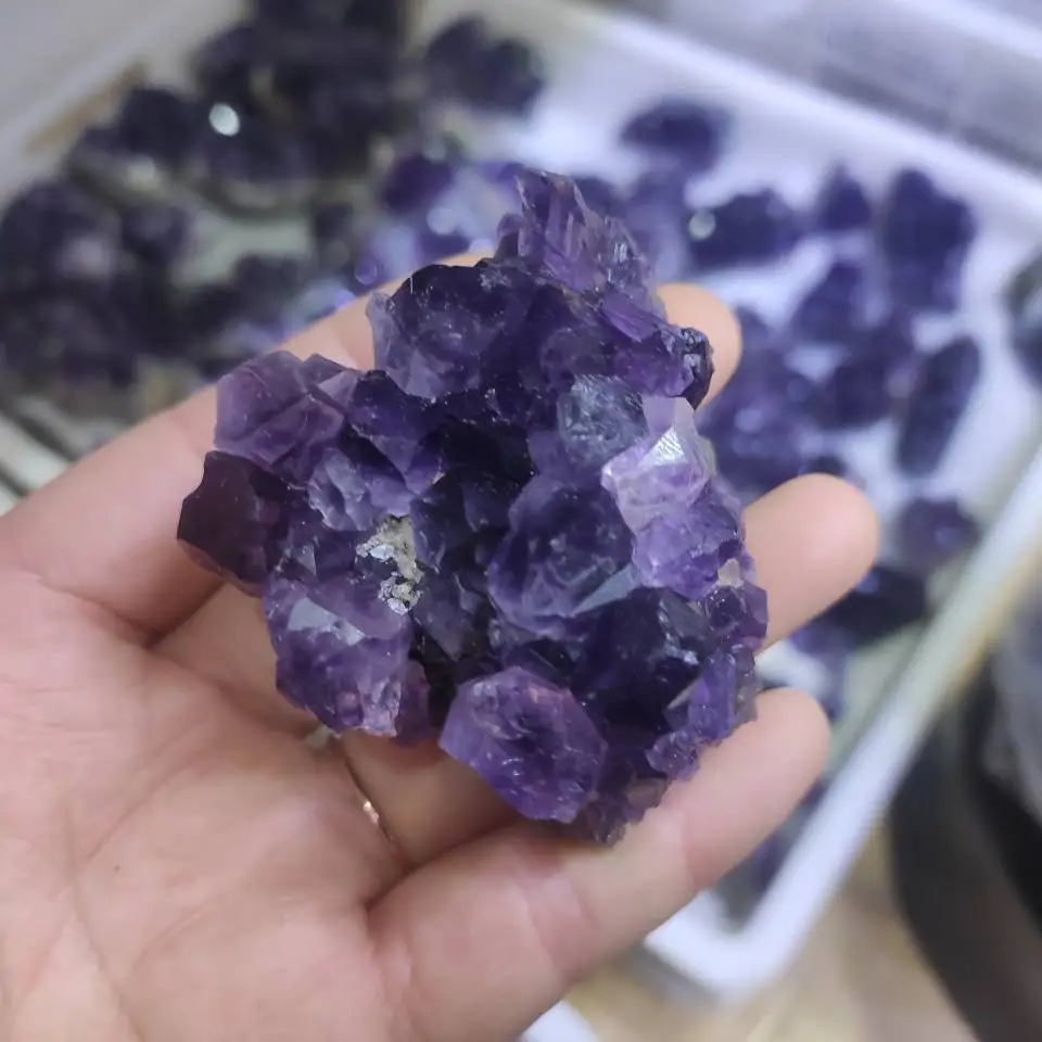 

Natural Raw Amethyst Quartz Purple Crystal Cluster Healing Stones Specimen Home Decoration Crafts Decoration Ornament