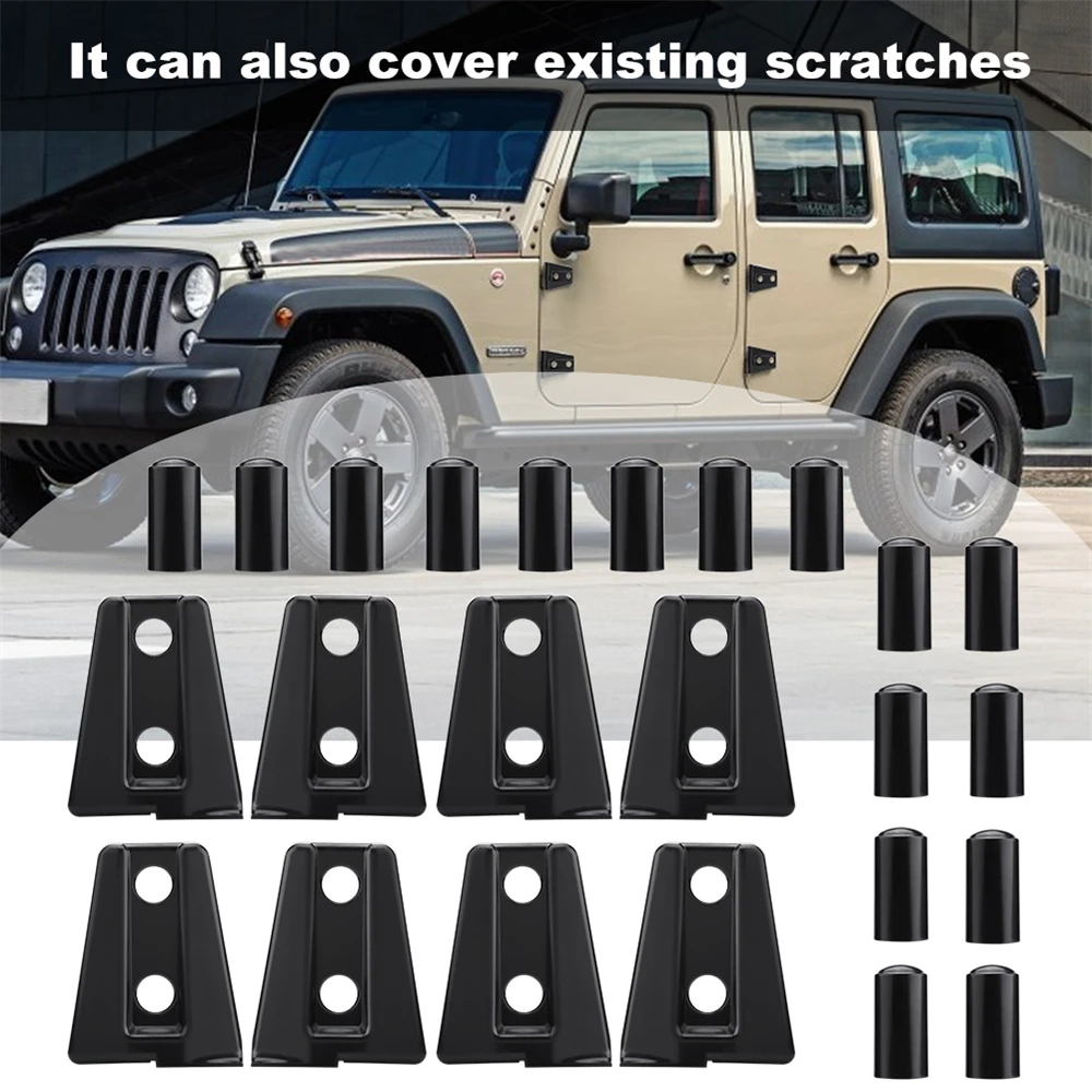 

8pcs Door Hinge Cover Trim Exterior Accessories Suitable for 2007-2018 Jeep-Wrangler Sport Rubicon Sahara 2-Door 4-Door 37JE