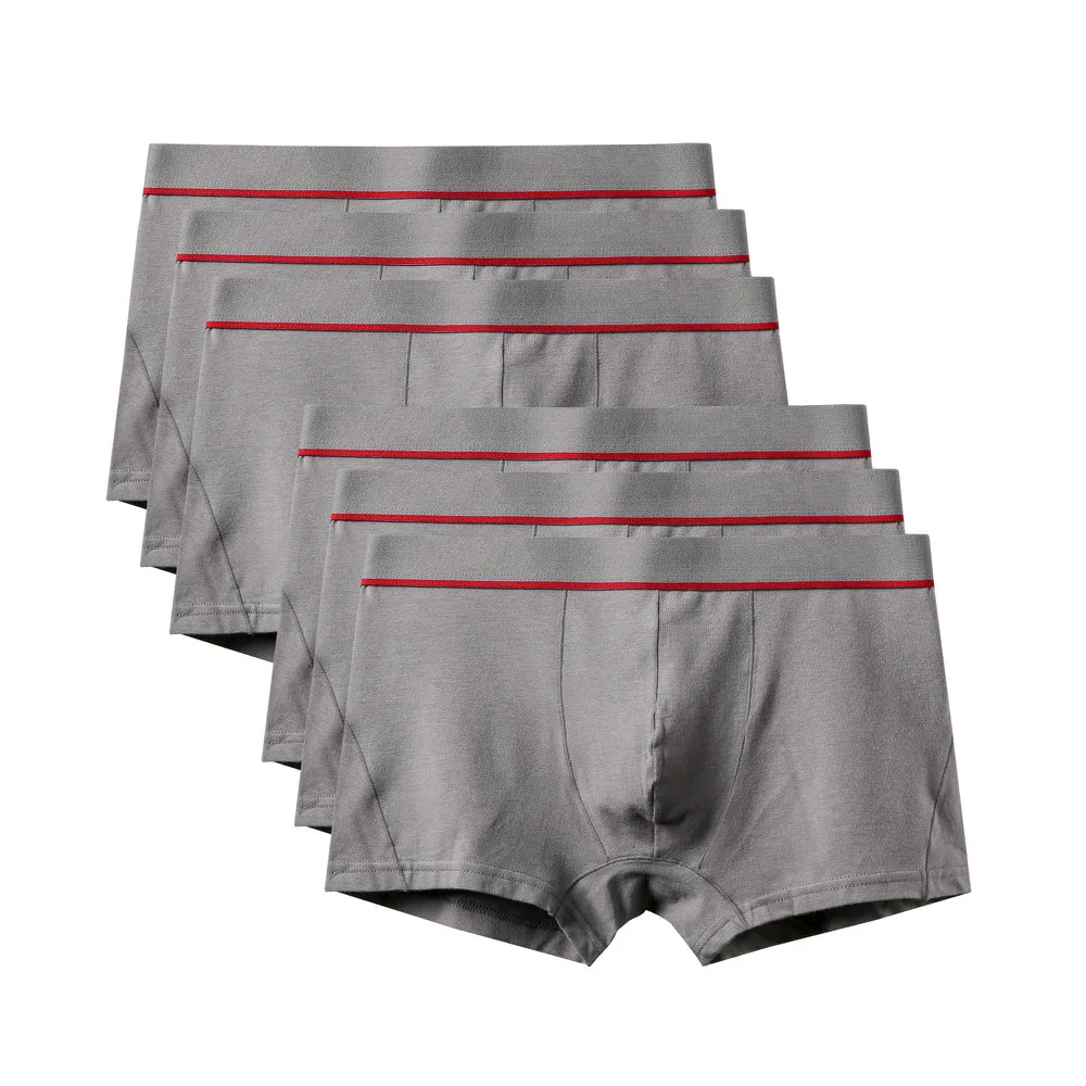 6Pcs A0582 Gray 6 шт./лот, новинка, высокое качество, Mr трусы, модные, сексуальные, брендовые, U выпуклые трусы, мужские, размера плюс, боксеры, шорты, большой размер, нижнее белье - Цвет: 6Pcs A0582 Gray