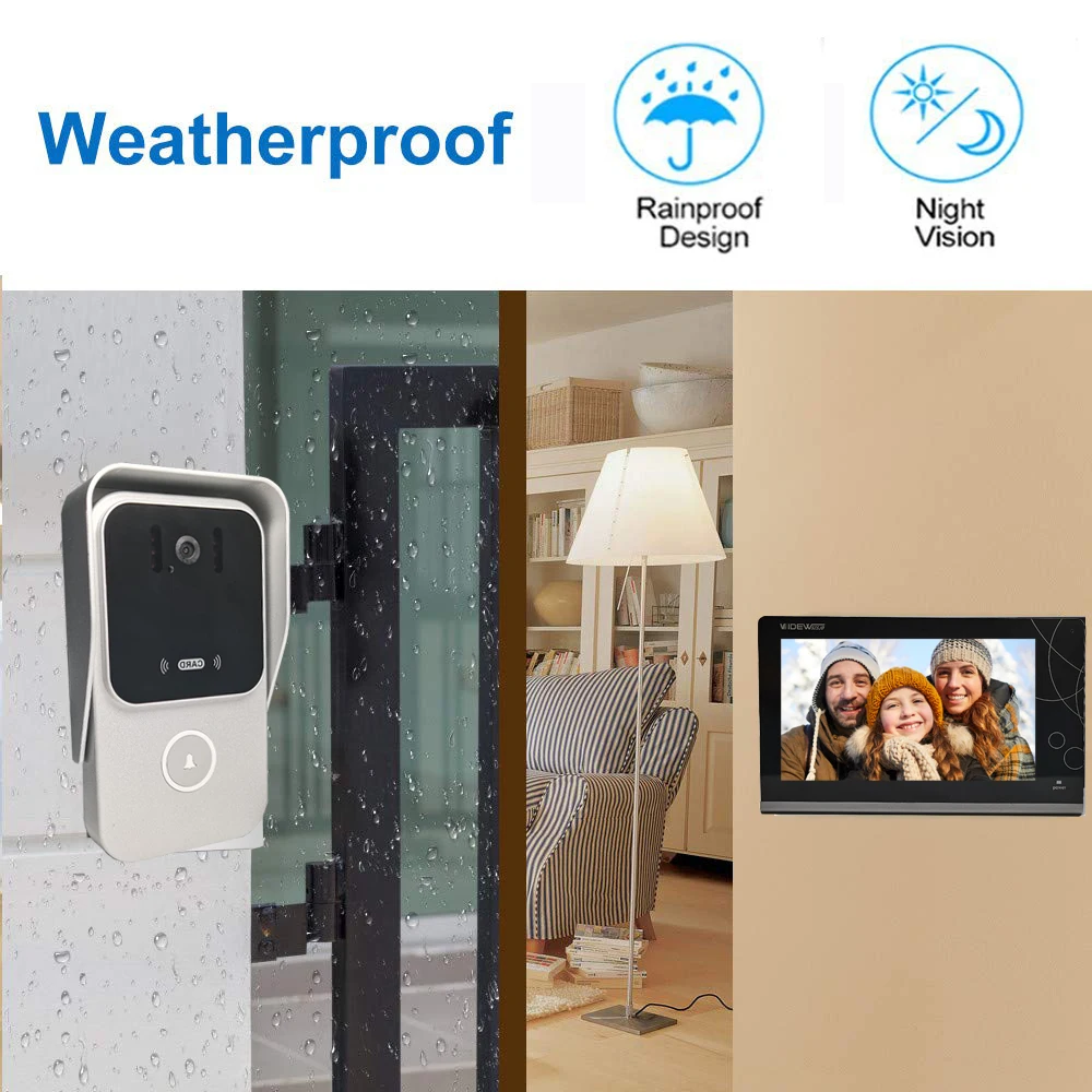 VIDEW дверной звонок Камера видео домофон Системы с 7 дюймовым HD монитор Tuya Smart
