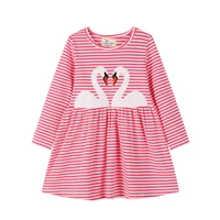 baby girls cartoon long sleeve princess stripe dresses animals applique autumn spring kids girls dresses